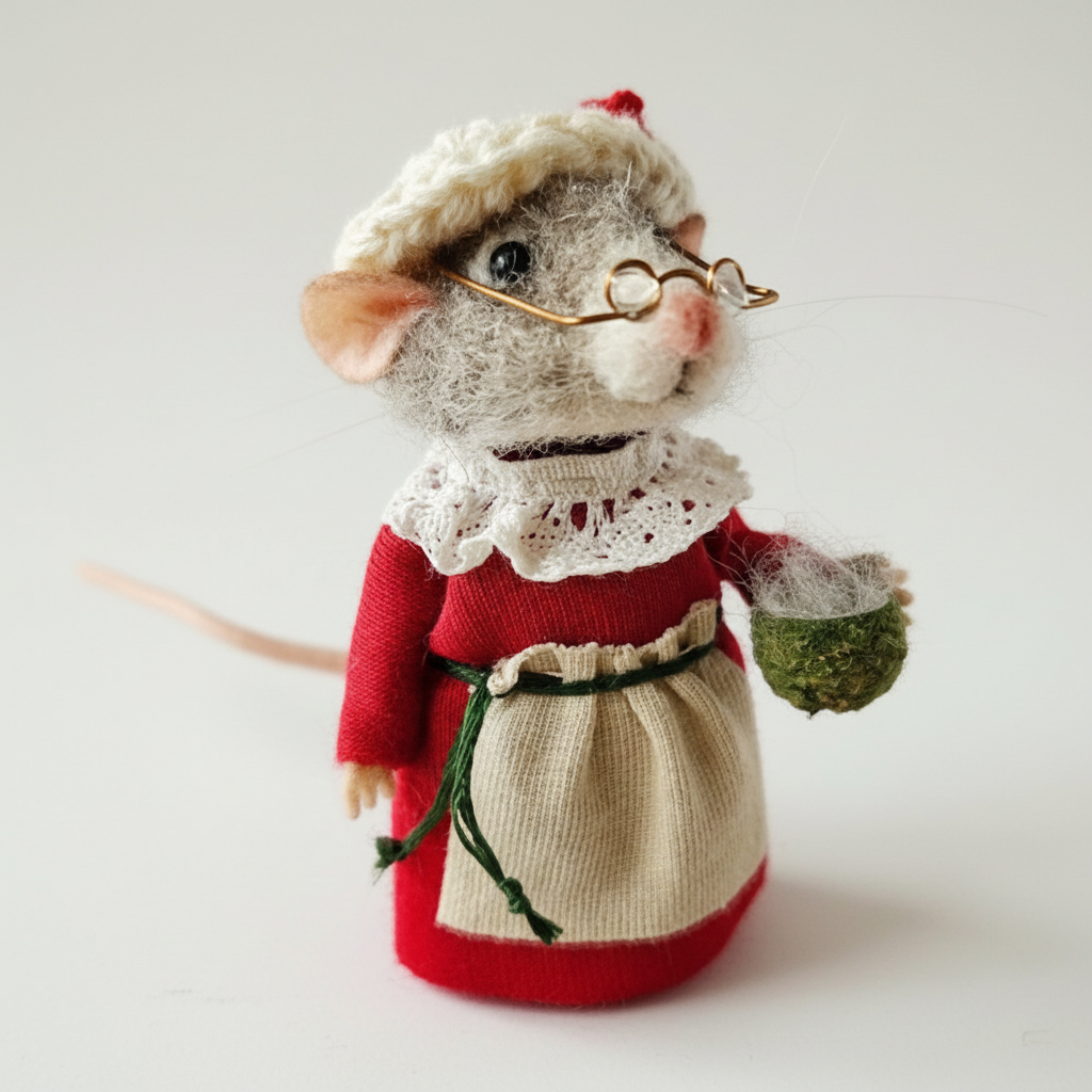 Handmade Felted Mouse Decoration With Eco Friendly Wool, Holiday Ornament And Gift | Lersk