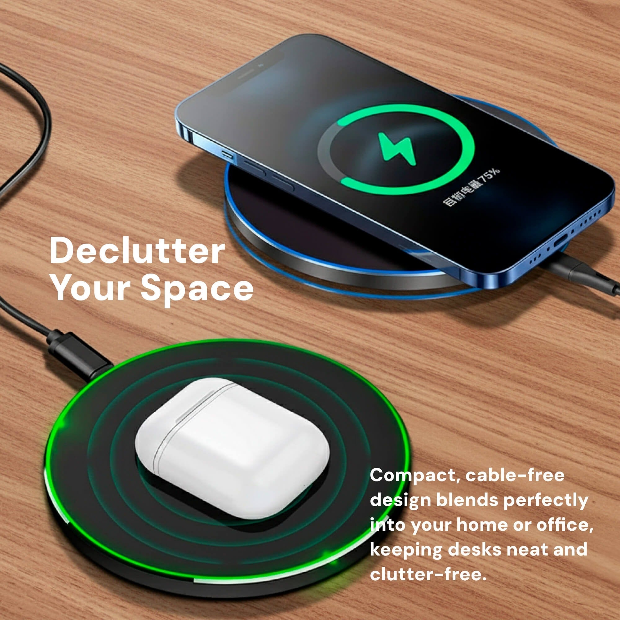 15W Wireless Charging Pad For iPhone & Android – Sleek Fast Charger Base For Home And Office, Apple & Samsung Compatible | Lersk