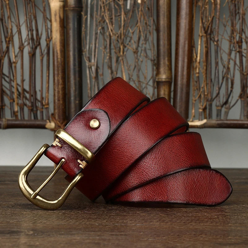 Torin Full-Grain Leather Belt With Brass Buckle Everyday | Lersk