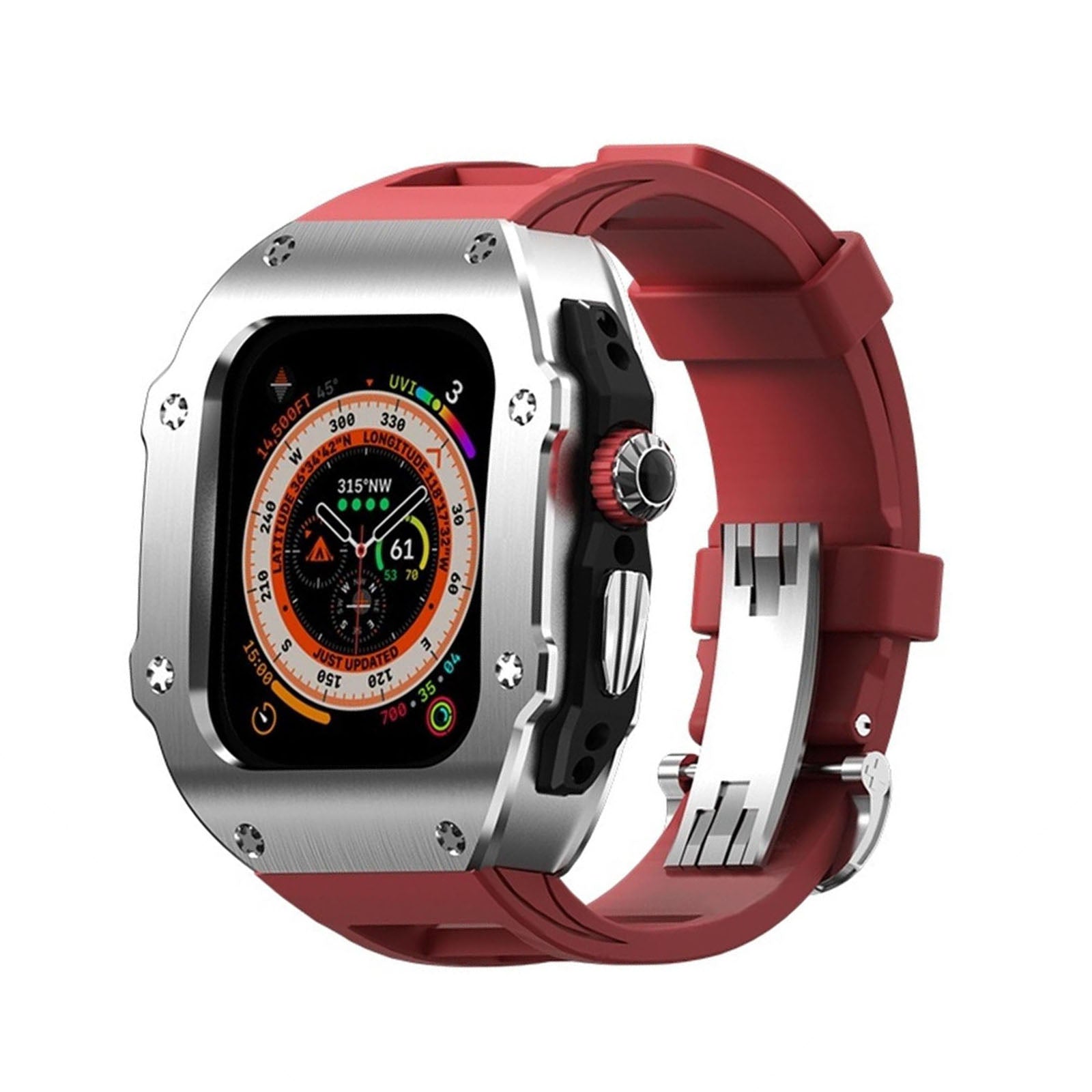 Ravelle Series | Fluororubber Band & Stainless Steel Case for Apple Watch Ultra | Lersk