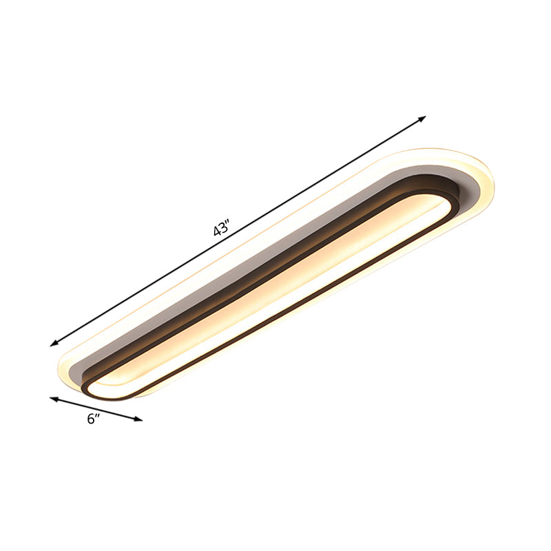Oval LED Tavan Lambası Siyah veya Beyaz Akrilik Difüzörlü | Lersk