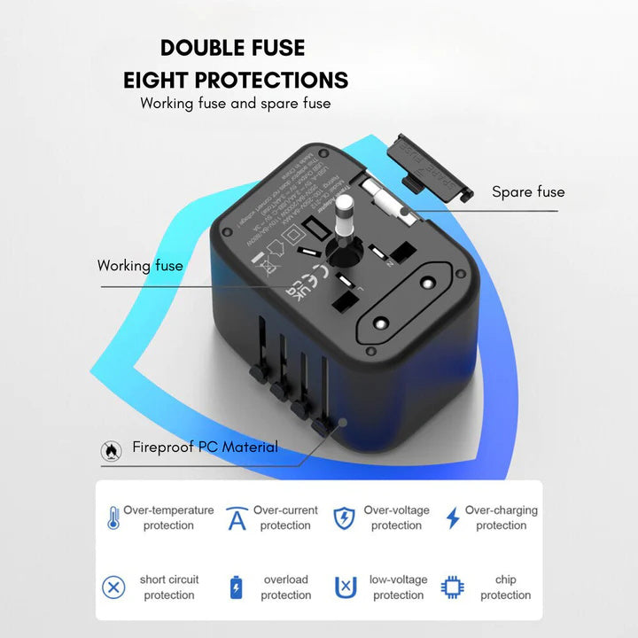 Global 100V To 220V Smart Travel Adapter Voltage Converter For Worldwide Travel Use | Lersk