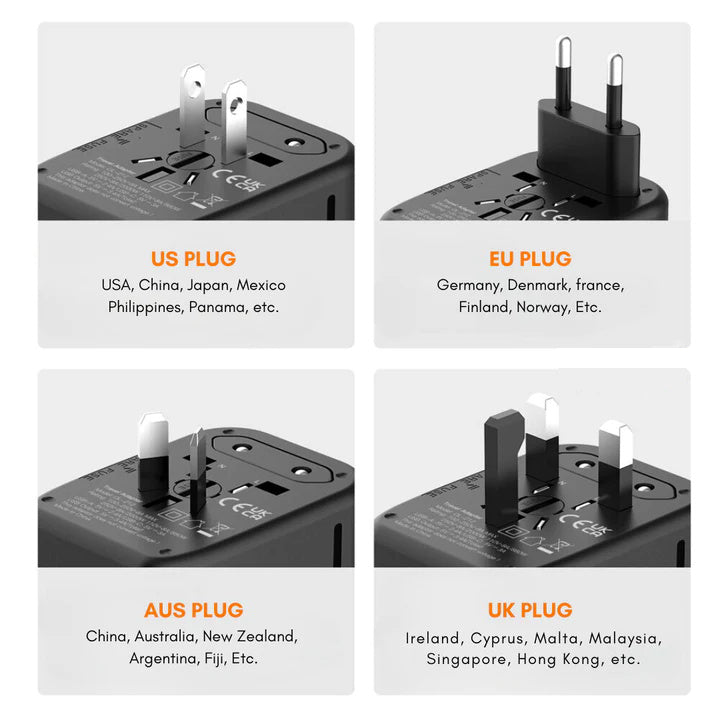 Global 100V To 220V Smart Travel Adapter Voltage Converter For Worldwide Travel Use | Lersk