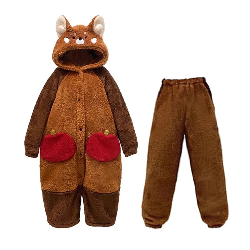 Cozy Cartoon Red Panda Pajama Set for Sleep and Comfort | Lersk