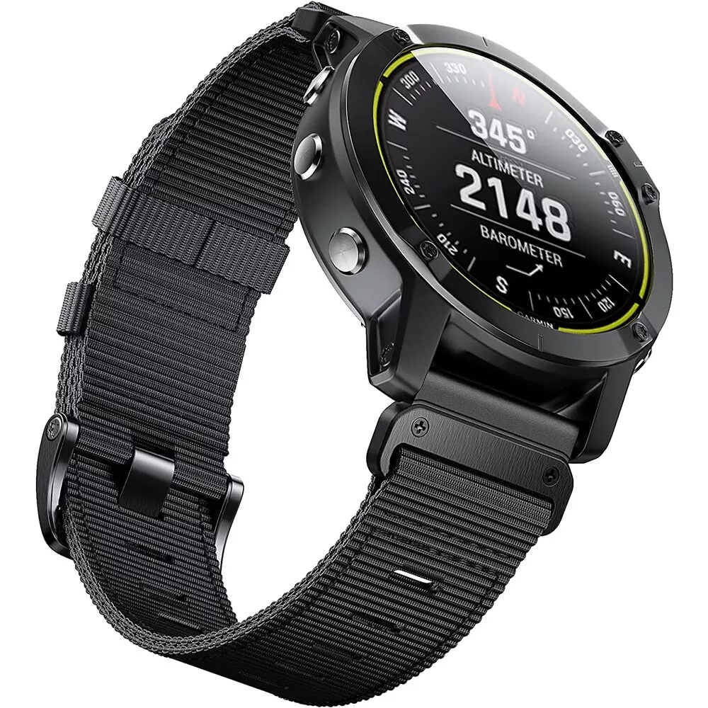 Rivaro Tactical Outdoor Nylon Watch Strap For Garmin Fenix 6X, 6 Pro, 8, 7, 7X, 5, 5X Plus | Lersk