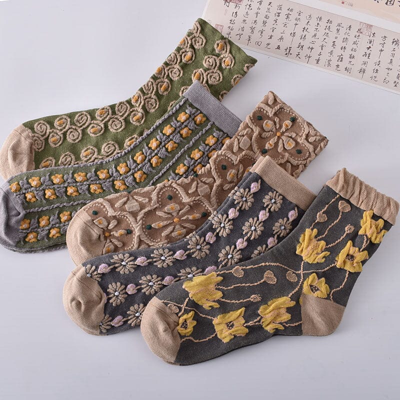 Damen Baumwollsocken mit Blumenmuster, 10 Paar, für den Alltag und Freizeitoutfits | Lersk
