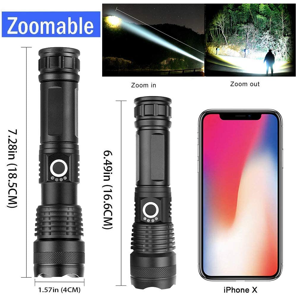 Arco 90000lm LED Rechargeable Zoomable Tactical Flashlight | Lersk