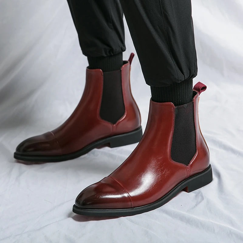 Vairox Crimson Chelsea Boots Genuine Leather Red Sole | Lersk