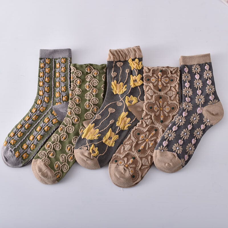 Damen Baumwollsocken mit Blumenmuster, 10 Paar, für den Alltag und Freizeitoutfits | Lersk