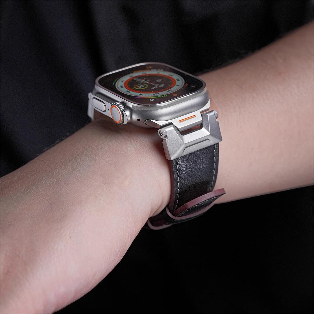 RoveNova Fluoro Rubber And Leather Strap For Apple Watch | Lersk