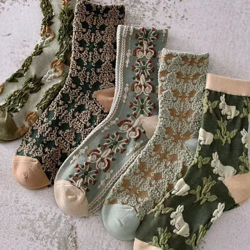 Damen Baumwollsocken mit Blumenmuster, 10 Paar, für den Alltag und Freizeitoutfits | Lersk