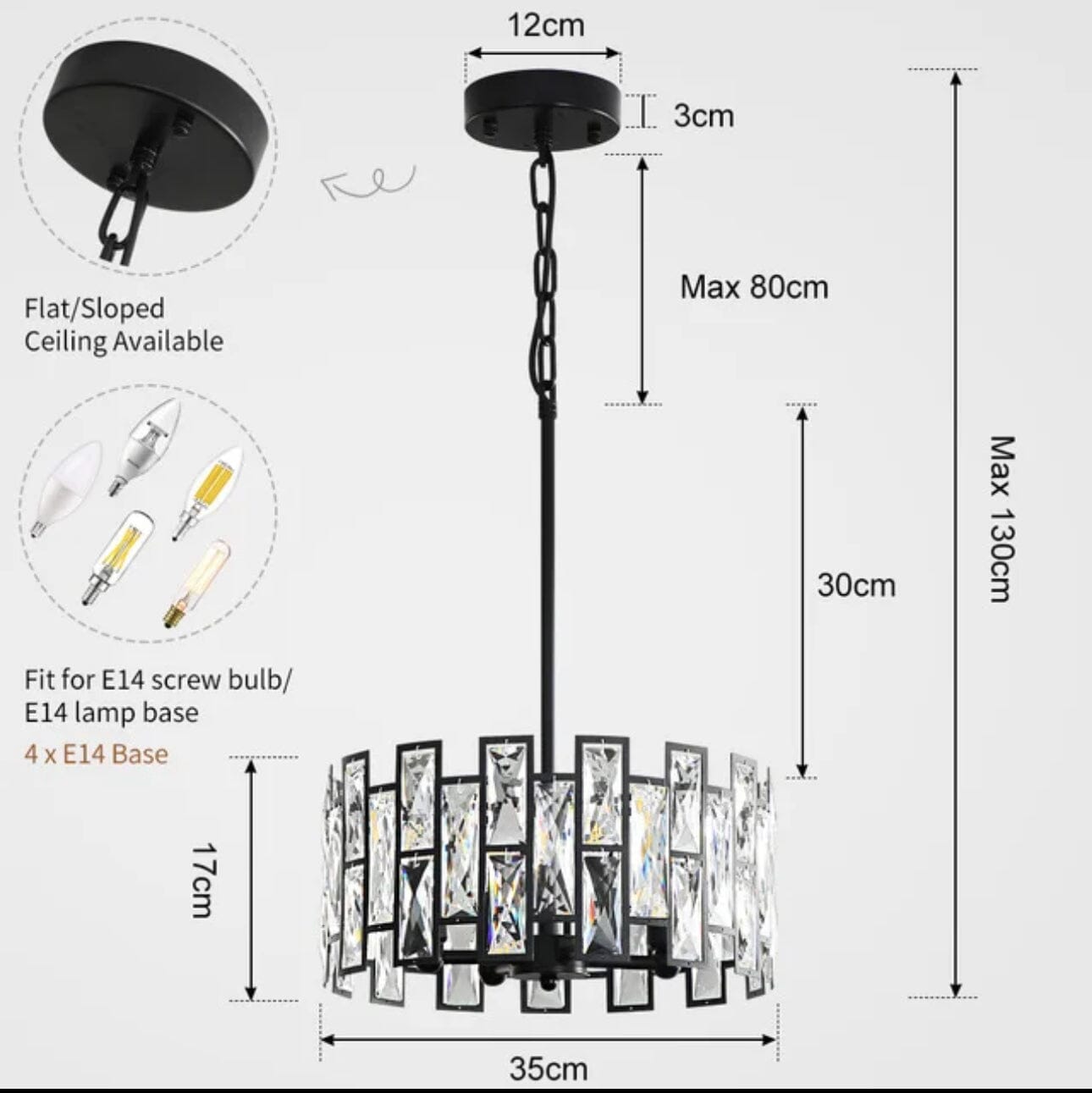 Nova Crystal Pendant Light in Stainless Steel with K9 Crystals and LED | Lersk
