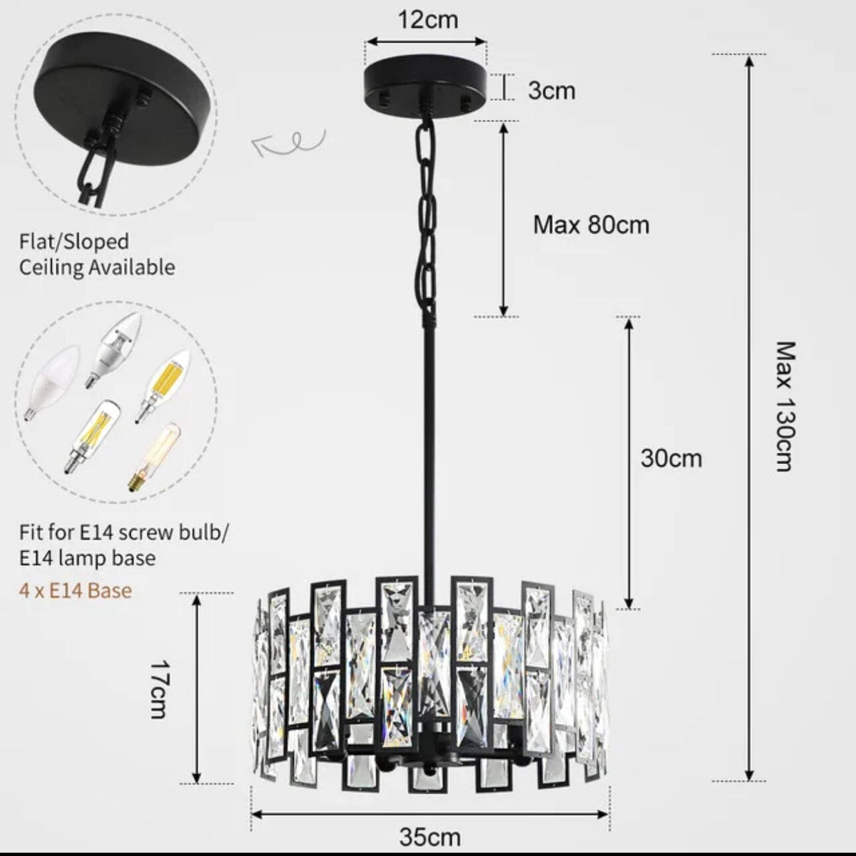 Nova Crystal Pendant Light in Stainless Steel with K9 Crystals and LED