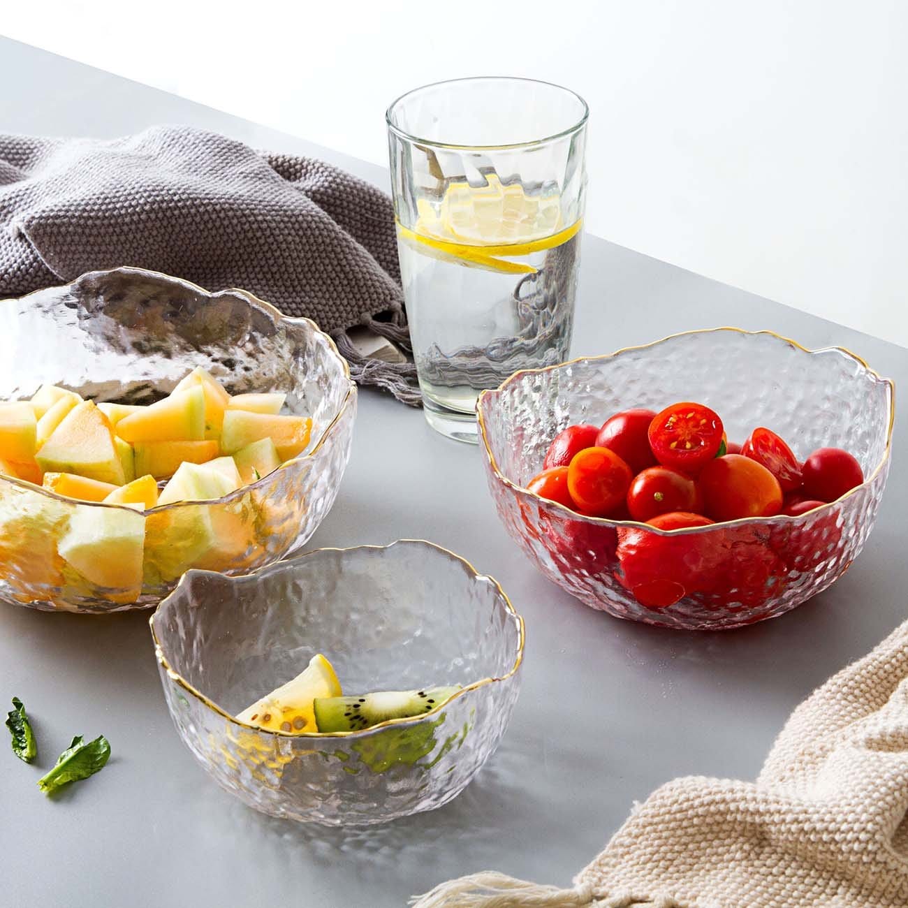 LumaGlass Trio Salad Bowls Set For Elegant Entertaining | Lersk