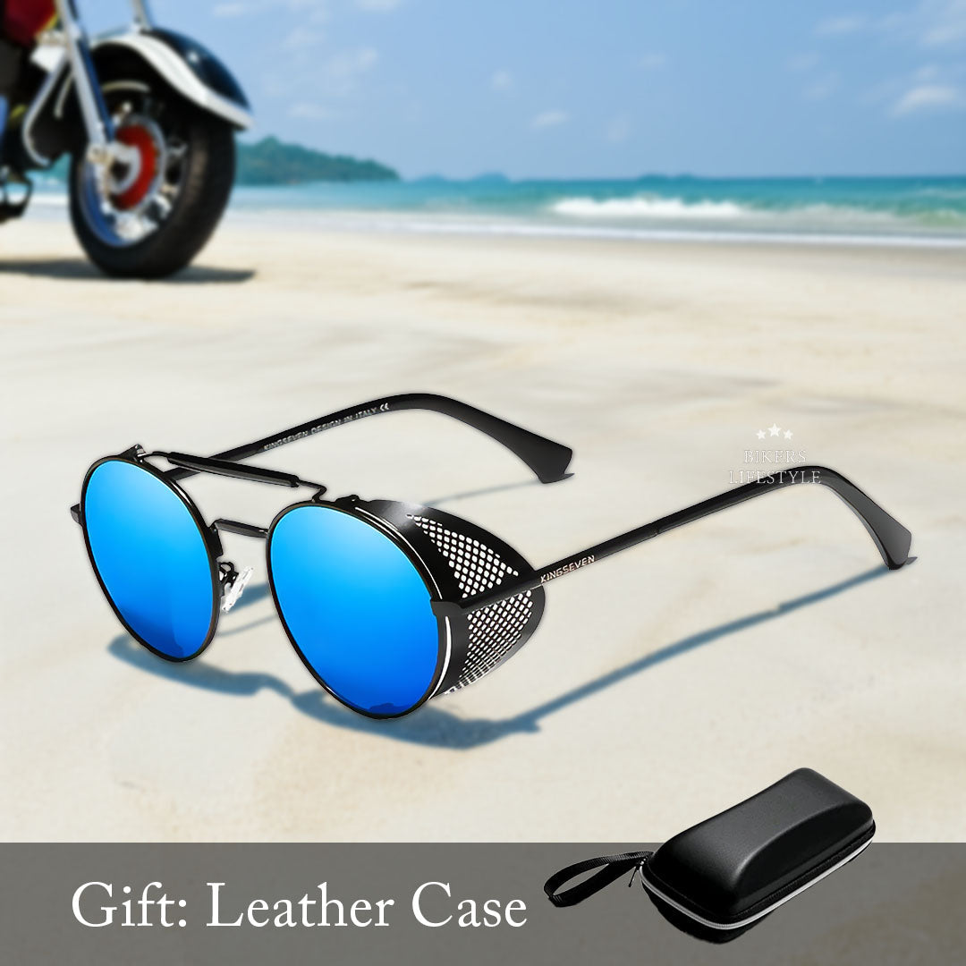Gothic Steampunk Polarized Round Sunglasses For Men | Lersk