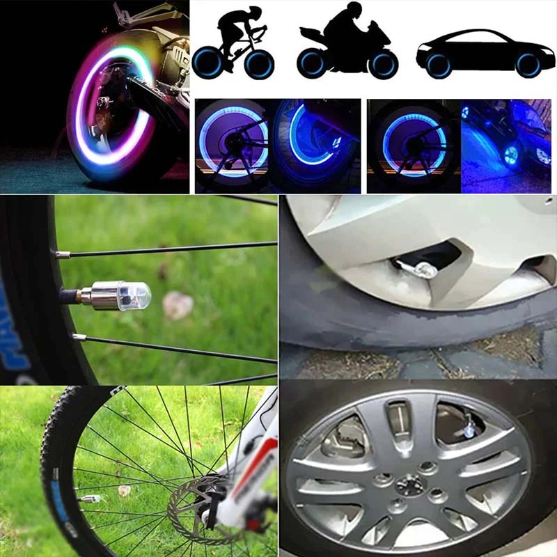 أغطية صمامات الإطارات LED للسيارات والدراجات النارية والدراجات مع أغطية صمامات عجلات LED لجميع العجلات | Lersk
