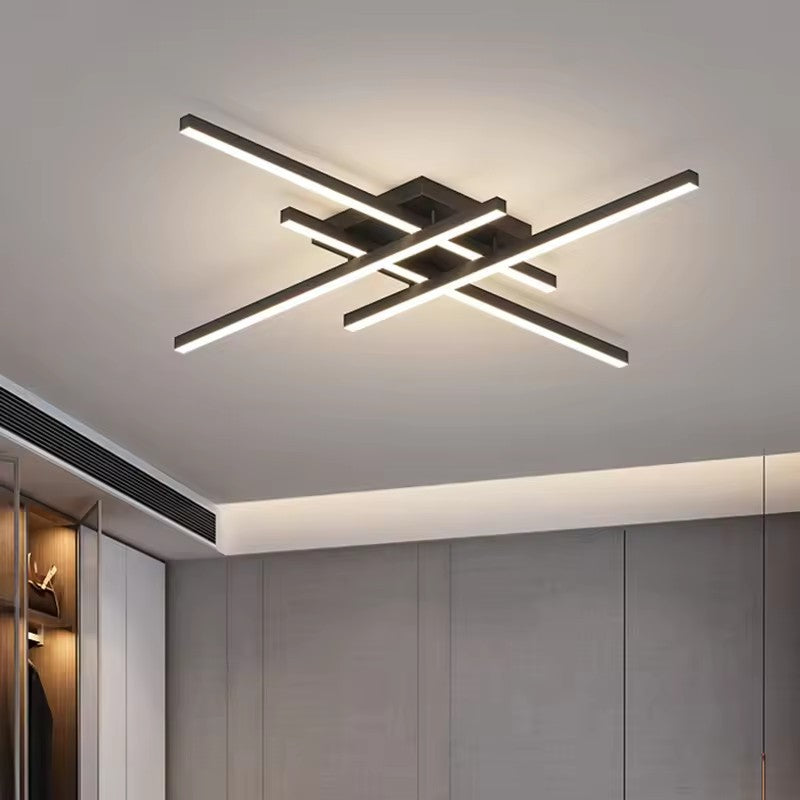 Modern Linear 4-Head LED Ceiling Light With Dimmable Brightness In White Or Black Finish | Lersk