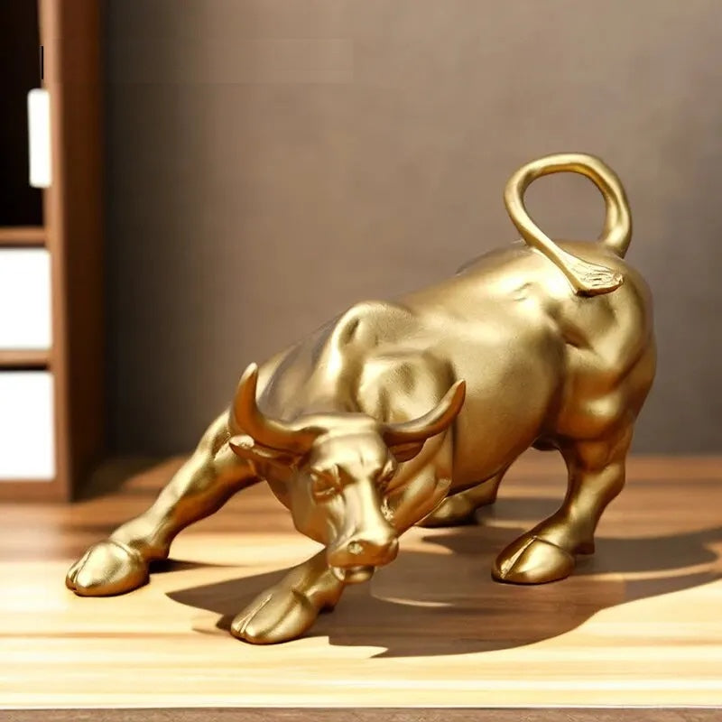 Gilded Wall Street Bull Decor Icon for Luxurious Space | Lersk