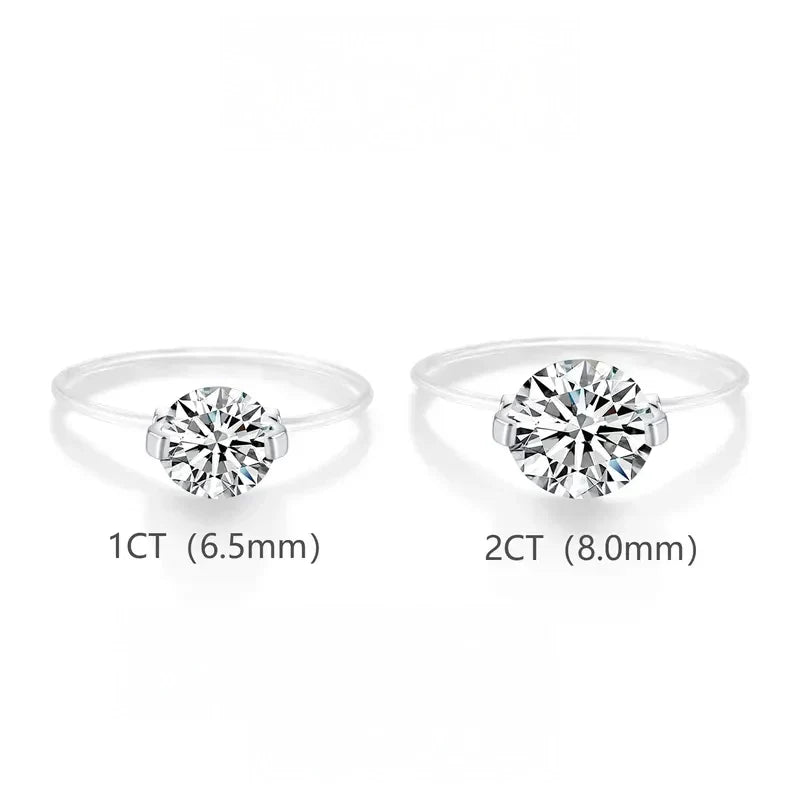 Sterling Silver S925 1–2 Carat Moissanite Invisible Band Ring With Floating Stone Effect | Lersk