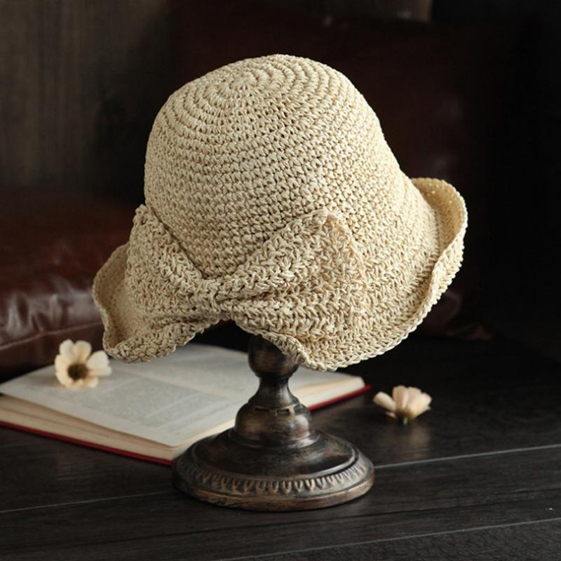 Retro Folding Straw Hat With Bow Retro Folding Straw Hat With Bow Retro Folding Straw Hat With Bow | Lersk