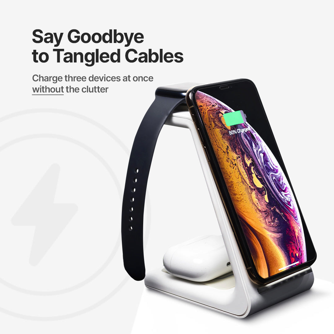3-In-1 Wireless Charging Station For Apple, Samsung, Watch, AirPods | Fast Wireless Charging Solution | Lersk