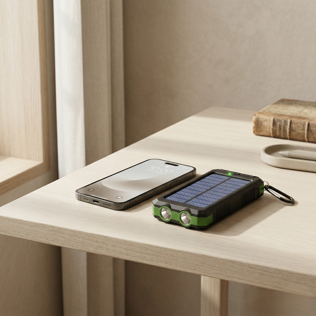 Solar-Powerbank mit LED-Licht Tragbares Ladegerät für den täglichen Gebrauch | Lersk