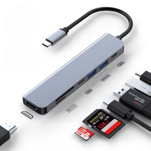 Quorix 7-i-1 USB-C Hub til MacBook med HDMI, SD-kortplads, USB-porte | Lersk