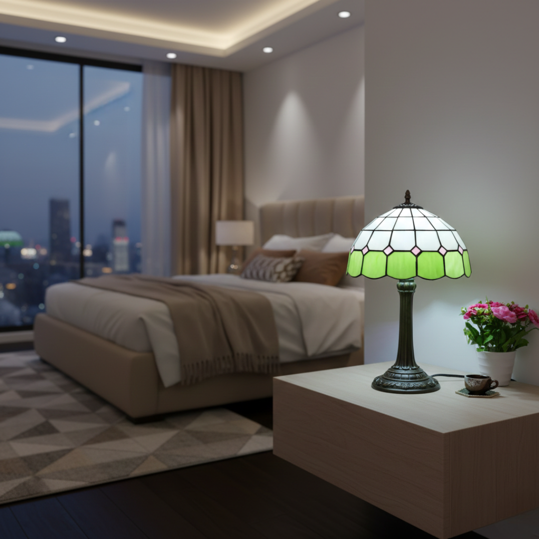 Lampada da tavolo vintage in vetro colorato per illuminazione elegante della casa | Lersk