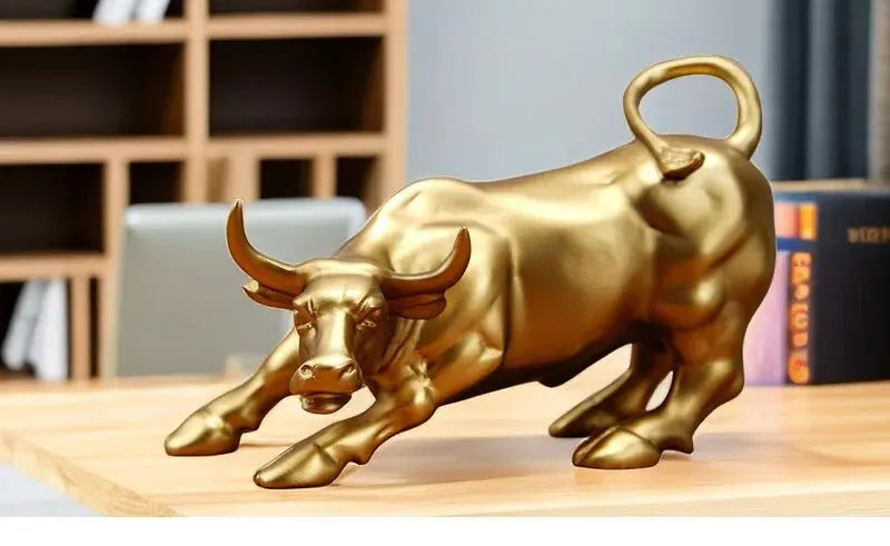 Gilded Wall Street Bull Decor Icon for Luxurious Space | Lersk