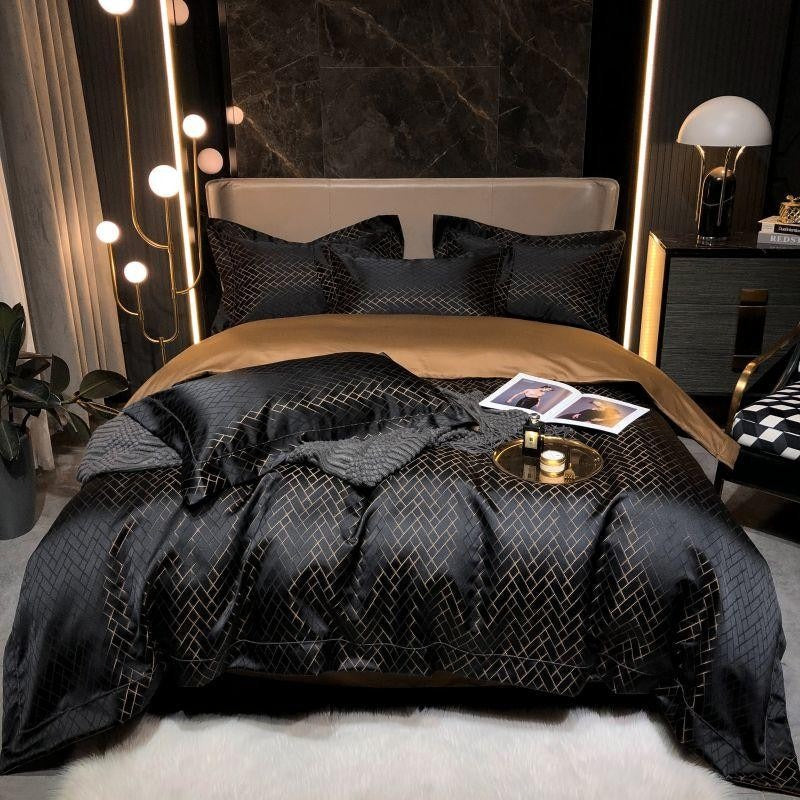 Calista Noire Egyptian Cotton Satin Bedding Set for Sleep | Lersk