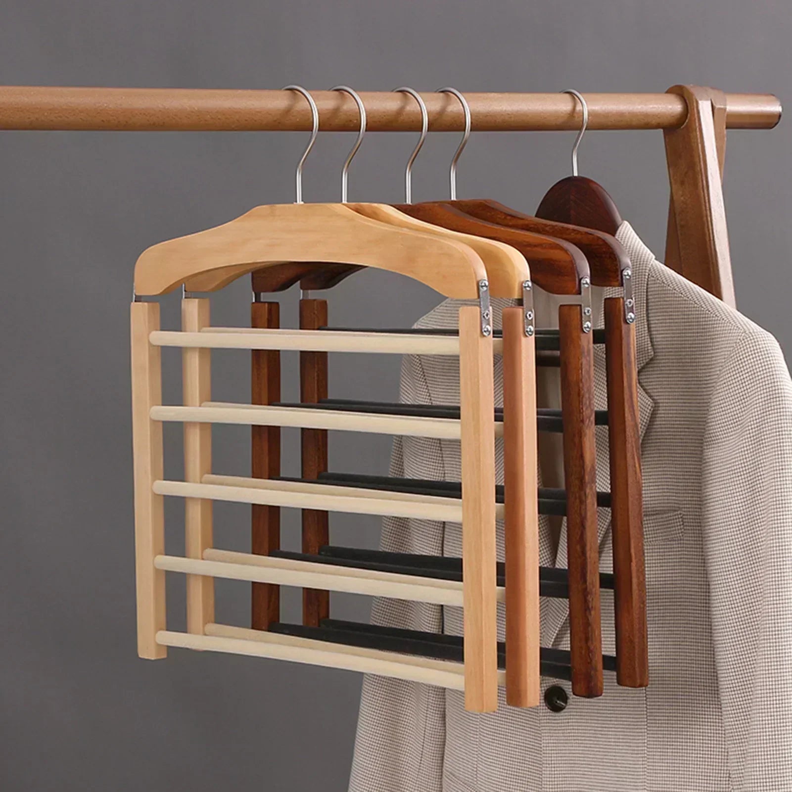 Sylvar Wood & Metal Multi-Bar Closet Hanger for Wardrobe | Lersk