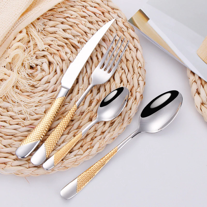 Aster Diagonal Textured Stainless Steel Cutlery Set | Lersk