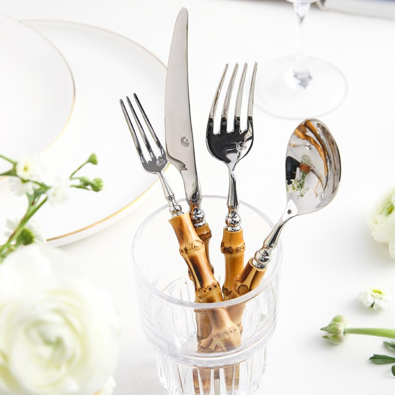 Premium Eco Bamboo and Stainless Steel Cutlery Set Deluxe | Lersk