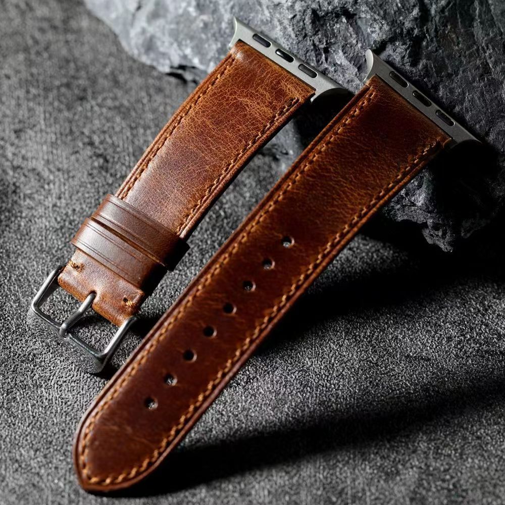 Walnut Brown Leather Strap Compatible With Apple Watch | Lersk