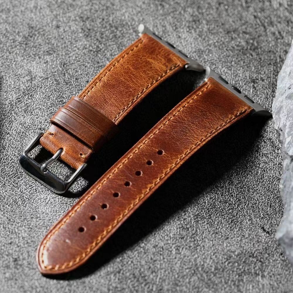 Walnut Brown Leather Strap Compatible With Apple Watch | Lersk