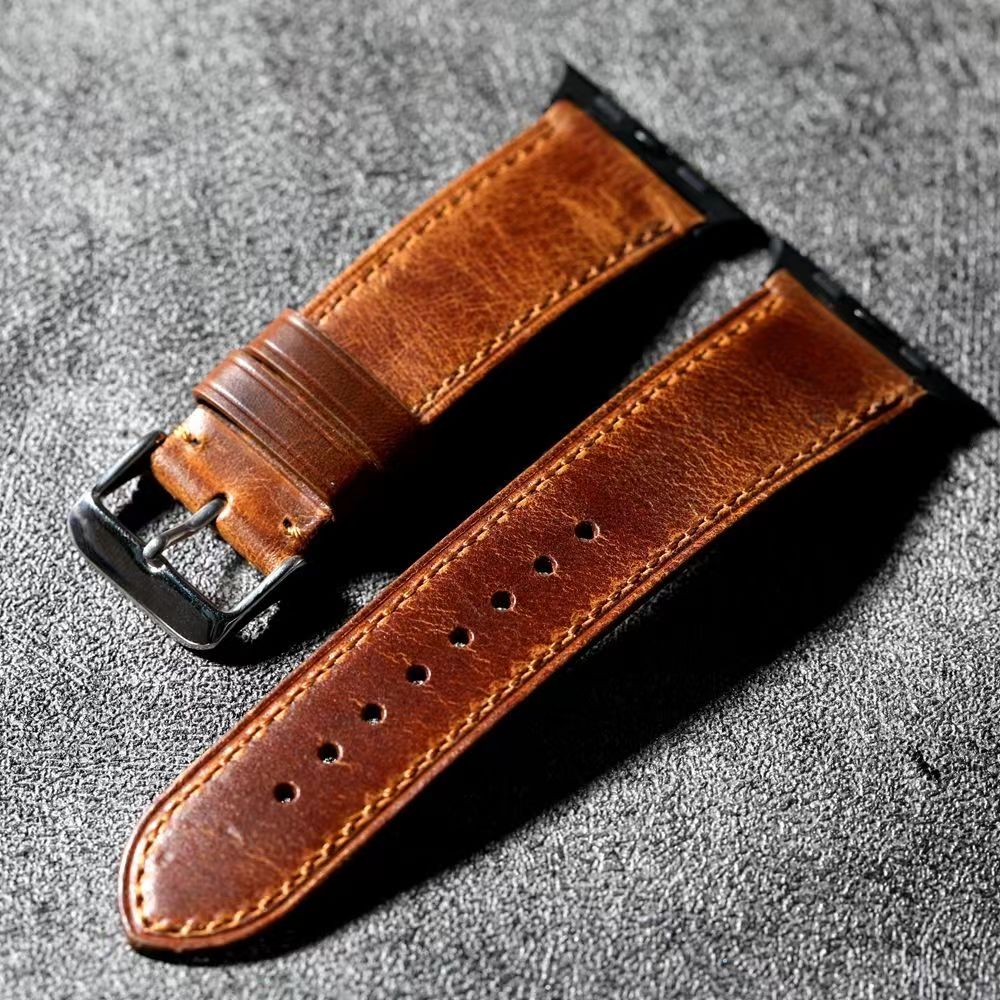 Walnut Brown Leather Strap Compatible With Apple Watch | Lersk