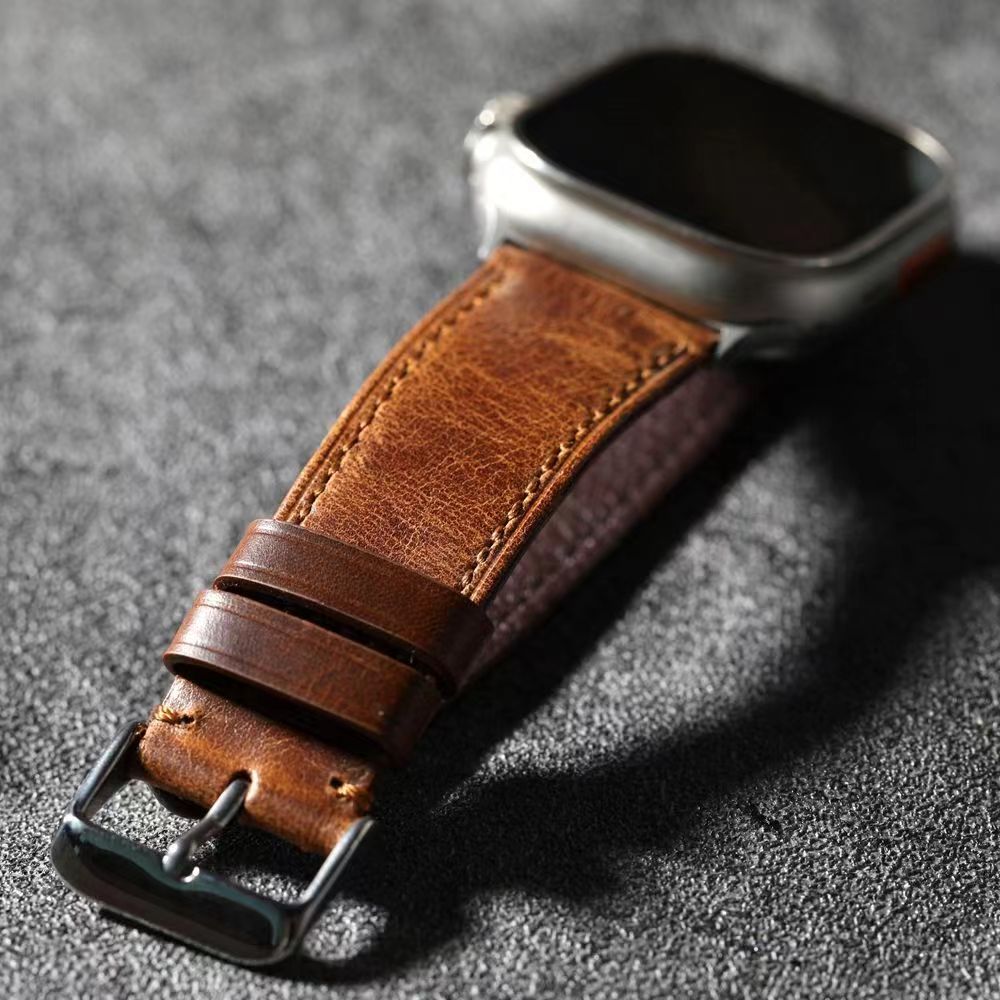 Walnut Brown Leather Strap Compatible With Apple Watch | Lersk