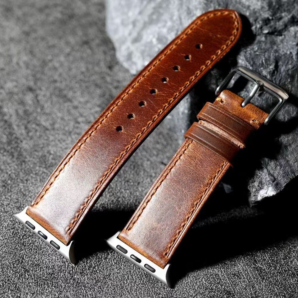 Walnut Brown Leather Strap Compatible With Apple Watch | Lersk