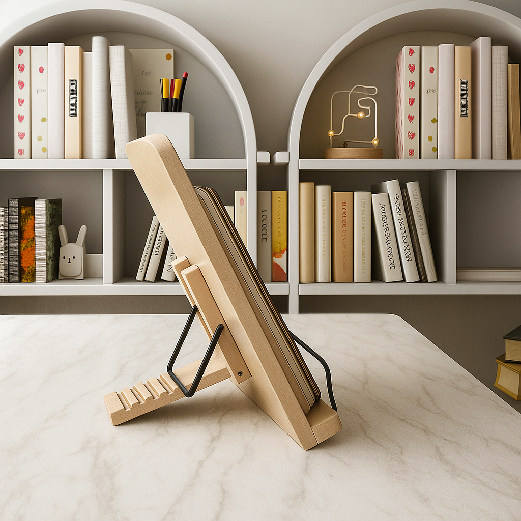 Soporte Plegable Ajustable de Madera para Libros de Cocina y Tabletas con Lectura con Manos Apoyadas | Lersk