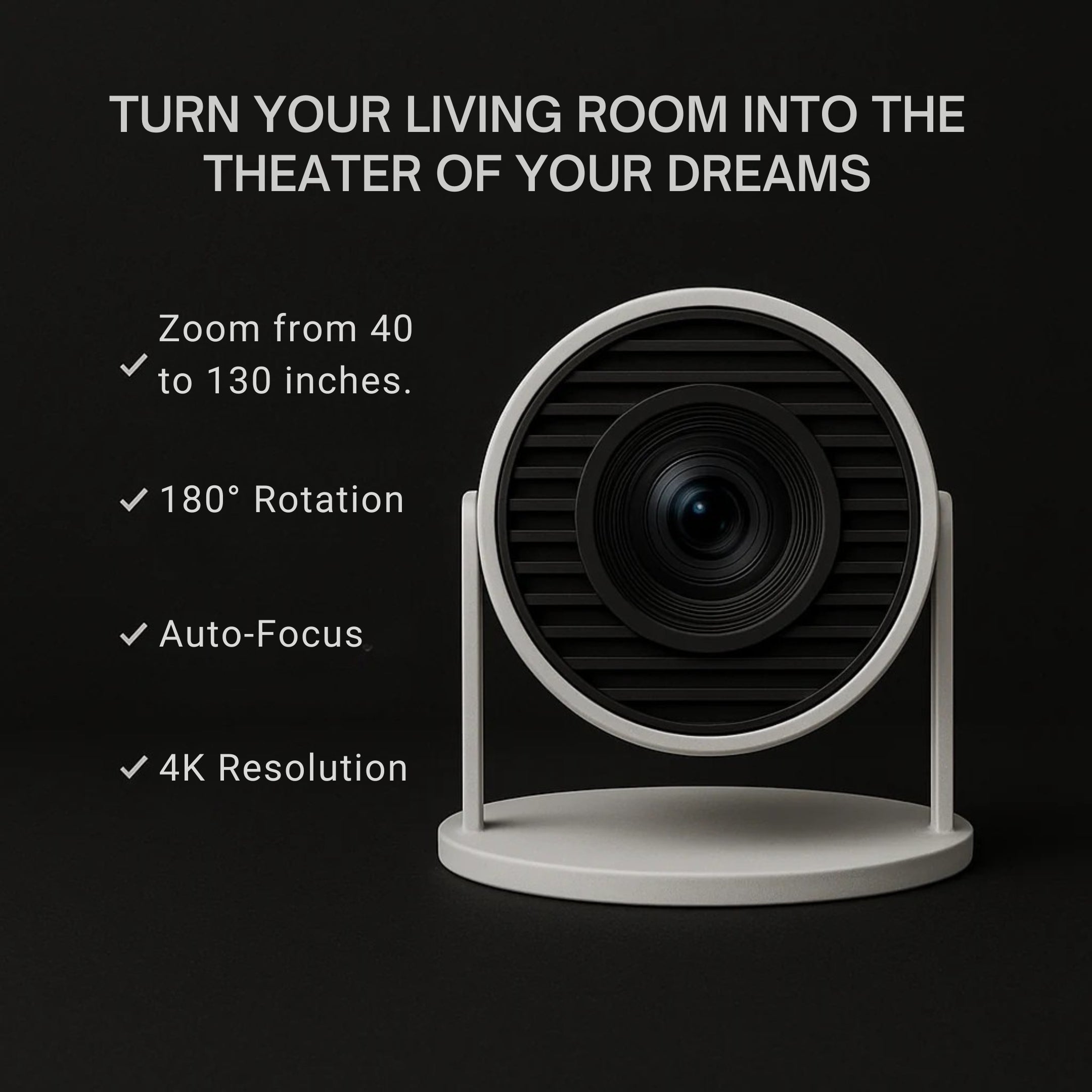 Smart Projector | Transform any space into a Home Cinema | Portable Smart Mini Projector with Built-In Streaming Apps | Lersk