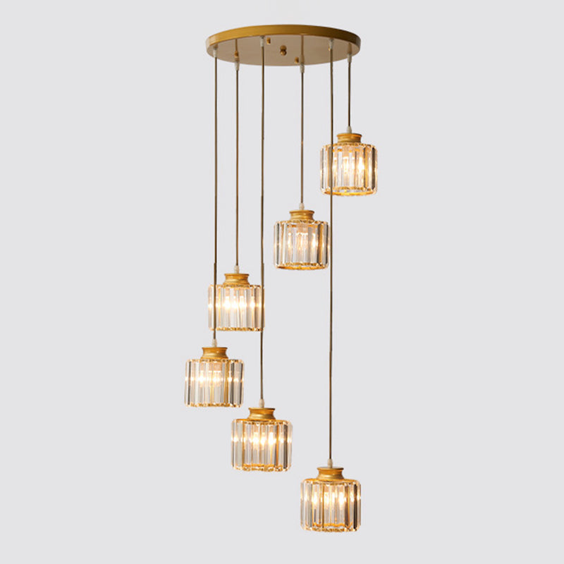 Lampada a sospensione cilindro in cristallo AstraLumen moderna in alluminio | Lersk