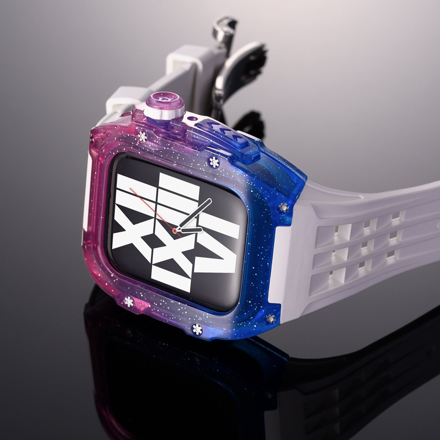 Aurian Frost Series Fluororubber Multicolor Case & Rubber Band Mod Kit for Apple Watch, Transparent | Lersk