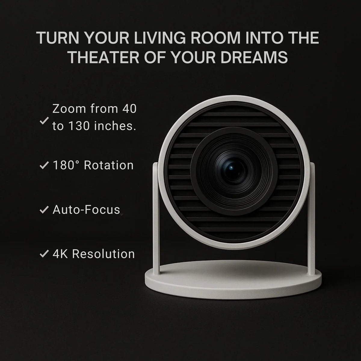 Smart Projector | Transform any space into a Home Cinema | Portable Smart Mini Projector with Built-In Streaming Apps