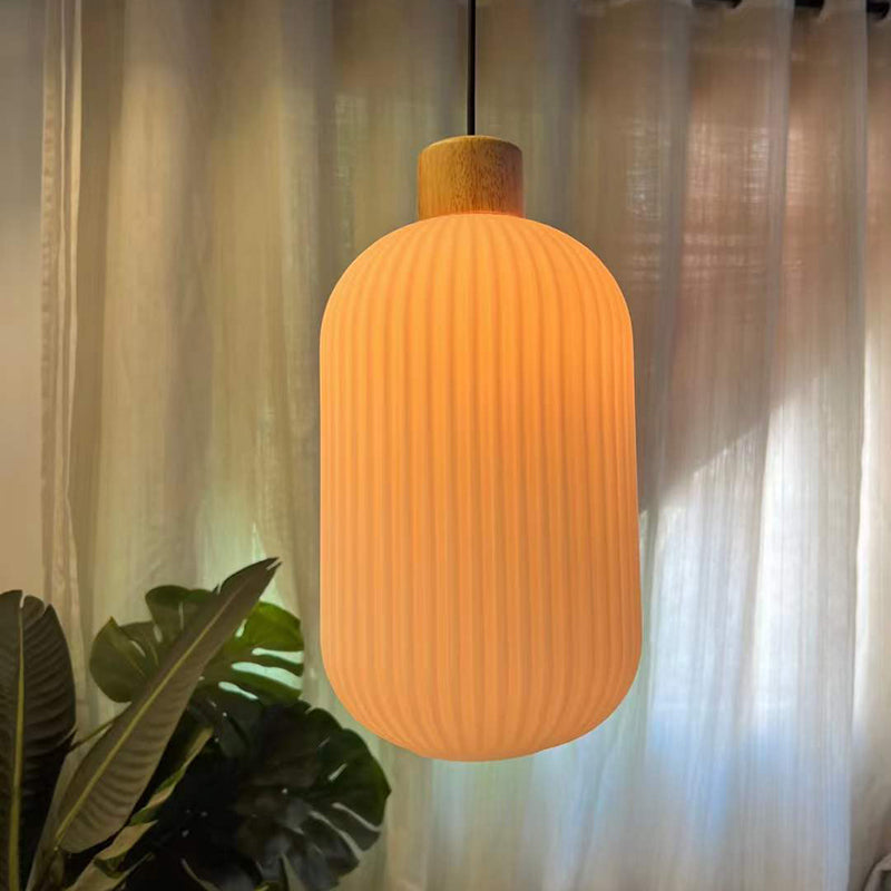 TimberGlow Wood and Glass Pendant Lamp with LED Lighting | Lersk