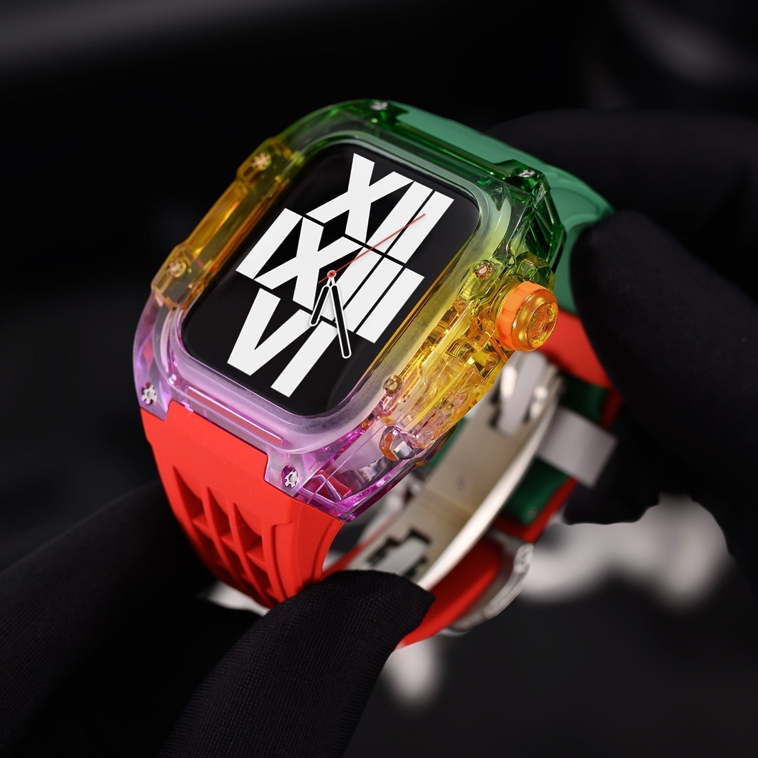Aurian Frost Series Fluororubber Multicolor Case & Rubber Band Mod Kit for Apple Watch, Transparent | Lersk