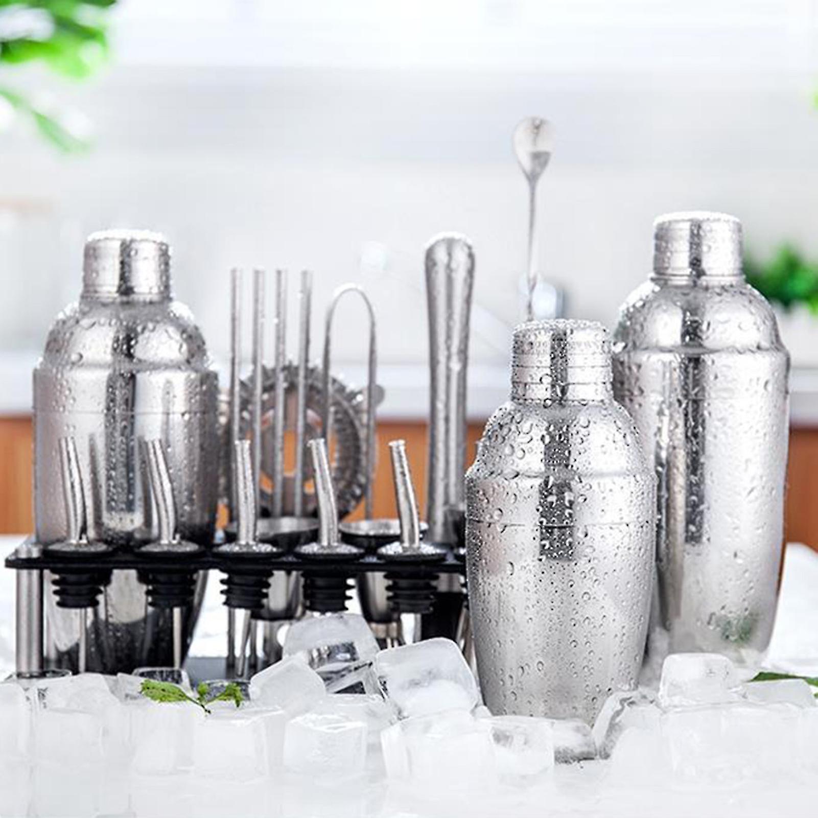 Set Pro da 23 pezzi per shaker da cocktail in acciaio inox con supporto per bartender domestici | Lersk