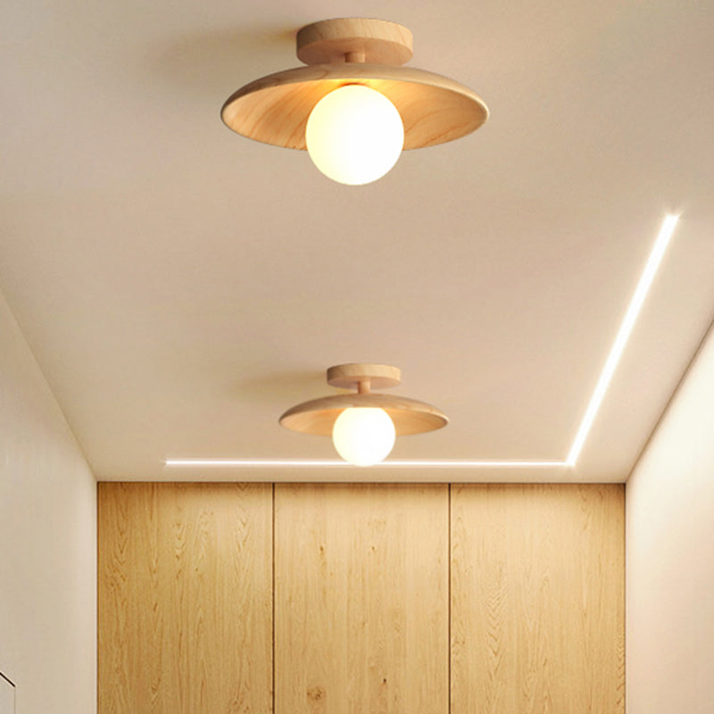 LumenWeave dřevěná stropní lampa Mini polozapuštěné osvětlení do předsíně | Lersk