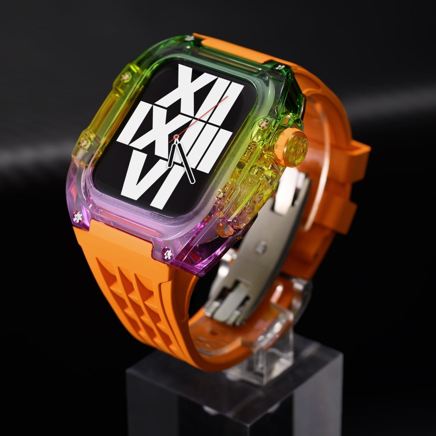Aurian Frost Series Fluororubber Multicolor Case & Rubber Band Mod Kit for Apple Watch, Transparent | Lersk