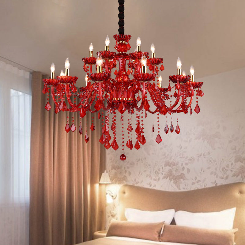 Aurelia Crimson Crystal Chandelier for Modern Living Rooms | Lersk