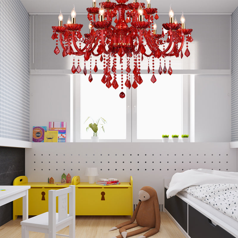 Aurelia Crimson Crystal Chandelier for Modern Living Rooms | Lersk